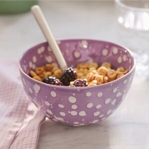 Anthropologie NIB Splatter Portuguese Stoneware Cereal Bowls in Lilac (set of 2)